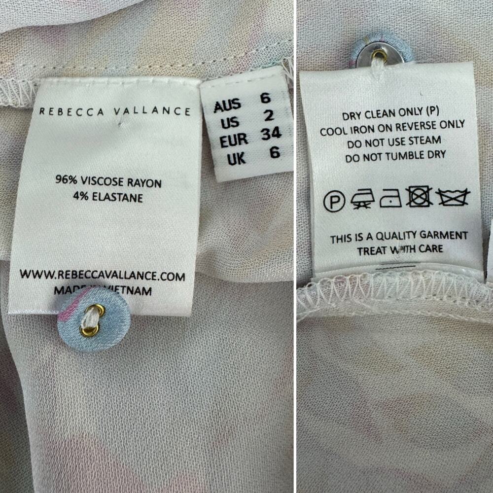 Rebecca Vallance Fleur Floral Midi Shirt Dress Tie Waist Pastel size US 2 - Picture 13 of 14